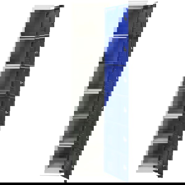 Monstershop Metal Storage Lockers - Six Doors, Flatpacked, Blue