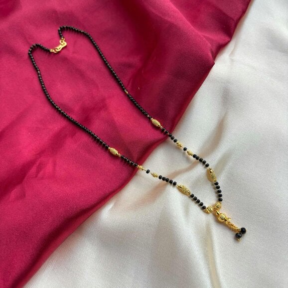 The Colourful Aura Gold Black Beaded Indian Asian Nazar Mangalsutra Choker Pendant Necklace