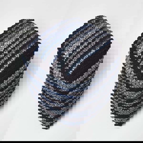 HOMESCAPES Texas Denim Woven Striped Bean Filled Pouffe