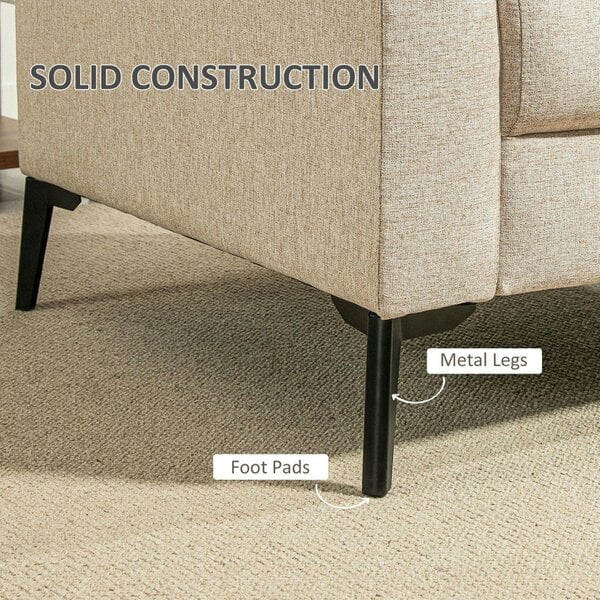 Wyld Haus Rapara Linen Look Beige Accent Armchair Black Legs