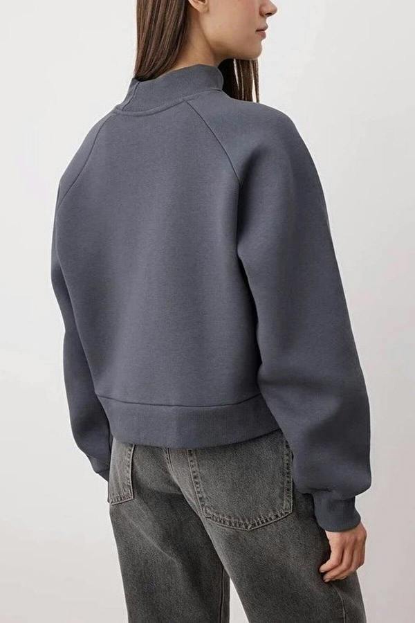 WOVCOR Thick Fleece Knit Sweatshirt with Raglan Sleeves