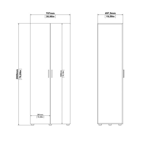 Wyld Haus Wilde Natural Oak Wood Effect and White Gloss Wardrobe 2 Doors