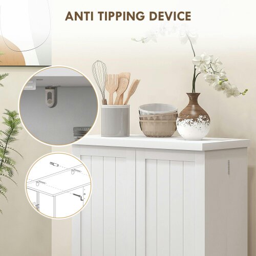Wyld Haus Kanese Wooden White 6 Tier Kitchen Pantry Cabinet With Slatted Door Racks