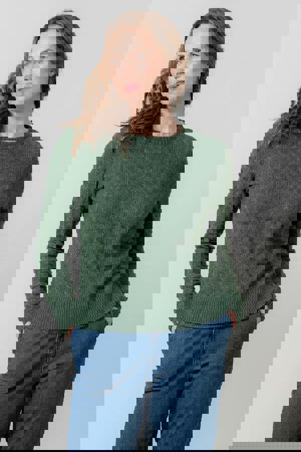 Lily & Me Harefield Pointelle Knit Jumper Pine Green