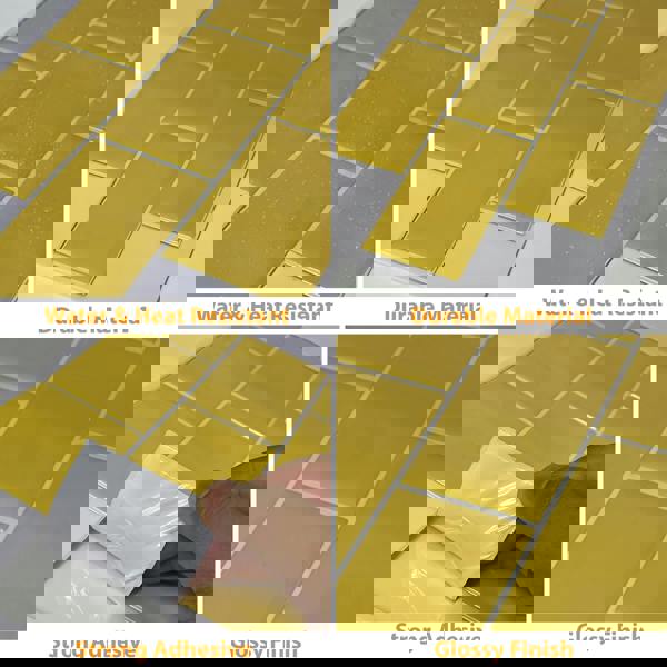 WT3D1819 - Pure Yellow Glossy Subway Metro Classic Brick 3D Tile Sticker 30.5 x 15.4cm (12 x 6 in) - 20pcs in a pack