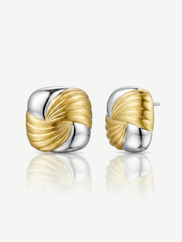 MUCHV Twist Two-Tone Large Stud Earrings