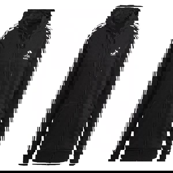 Adidas Mens Essentials 3 Stripes Full Zip Hoodie - Black - 