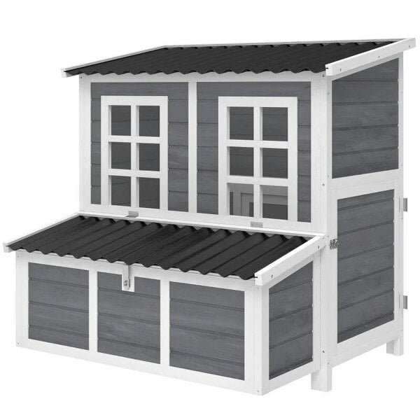 Wooden Chicken Coop with Nesting Box, Slide-Out Tray, Perches, for 2-4 Chickens, 100 x 86 x 100cm