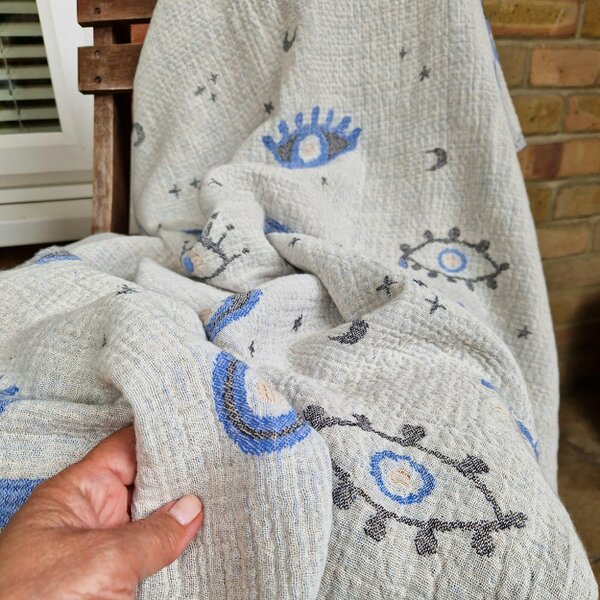 Cotton and Olive Boncuk Muslin Cotton Throw vs Towel