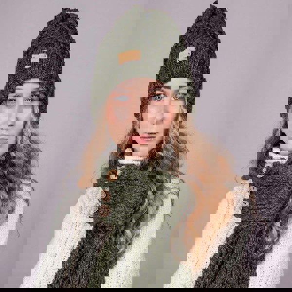 Aran Cable Knit Beanie Hat Aran Cable Knit Beanie Hat | Traditional Honeycomb Design