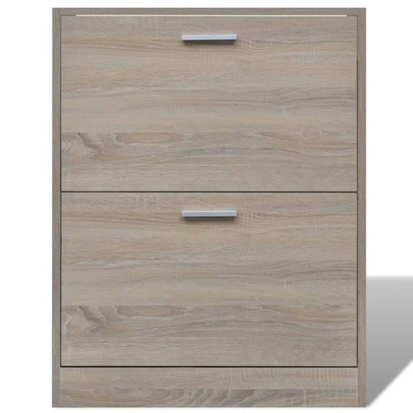 Berkfield Oak Look Wooden Shoe Cabinet with 2 Compartments