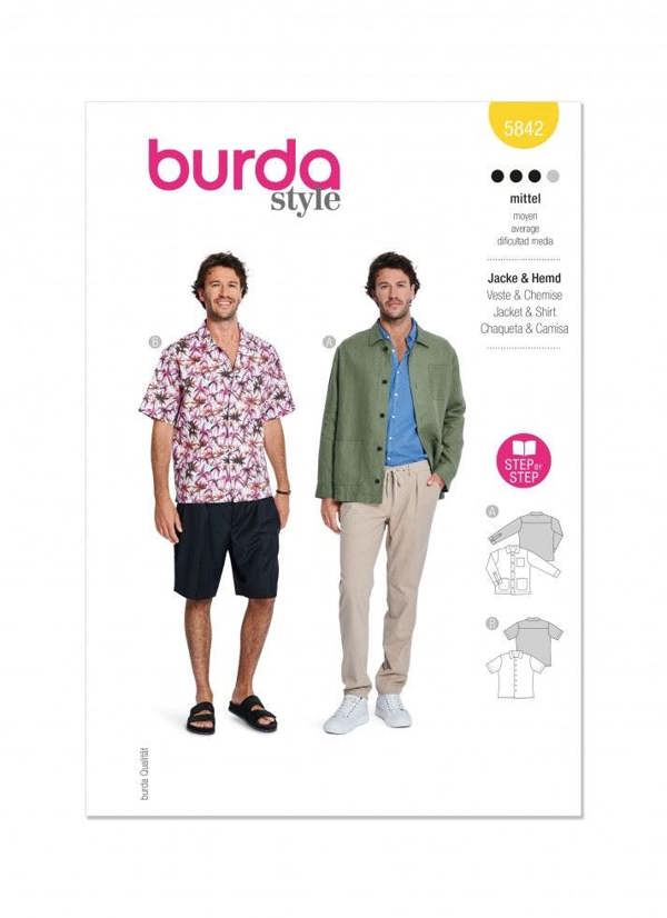 Burda Sewing Pattern 5842 Tops and Shirts For Men, 38-48 (48-58) - Intermediate