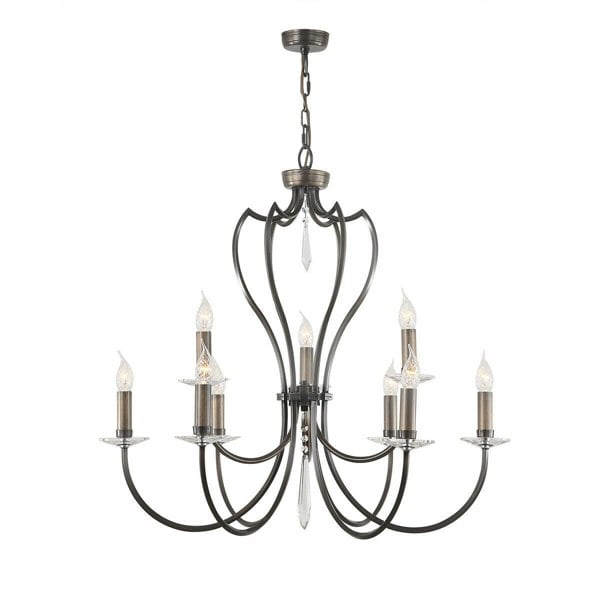 9 Bulb Chandelier Hanging Pendant LIght Dark Bronze LED E14 60W Bulb Loops