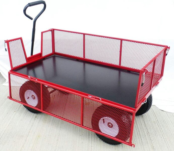 LiftMate Heavy Duty Garden Trolley Cart Wagon Truck with Folding Sides & Phenolic Plywood Deck, 350kg Capacity