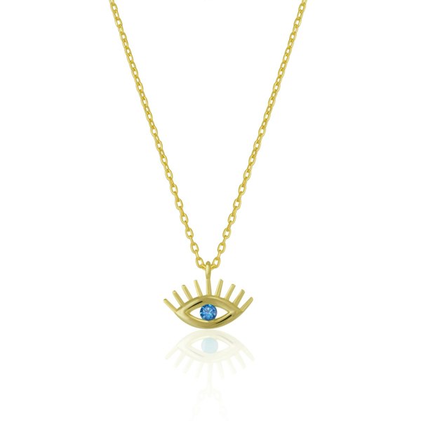 Spero London Aqua Blue Eye Evil Eye Sterling Silver Necklace