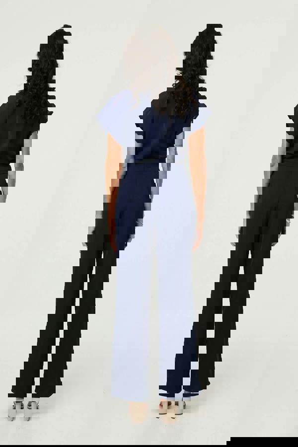 Navy | Cap Sleeve Relaxed Tie Waist Jumpsuit