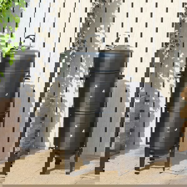 3 in 1 BBQ Charcoal Grill 3 Tier Smoker Garden BBQ Grill Living and Home