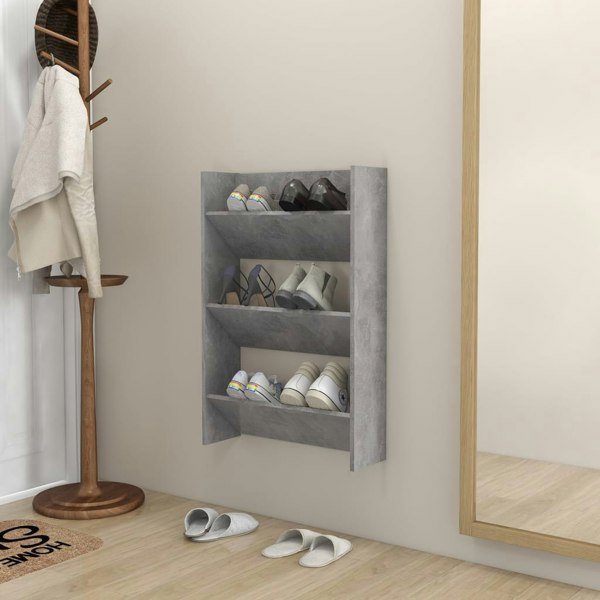Berkfield Wall Shoe Cabinet Concrete Grey 60x18x90 cm Engineered Wood