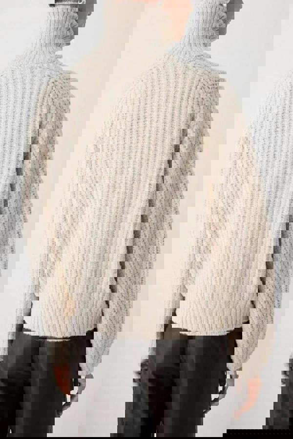 WOVCOR Soft-Textured Oversize Knit Cardigan with Zipper Detail