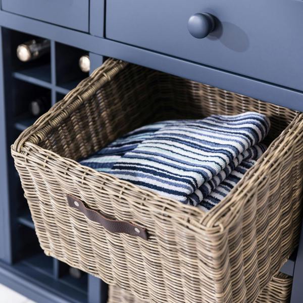 Statement Furniture Florence Wooden Sideboard with Wine Rack, 3 Drawers and Storage Baskets