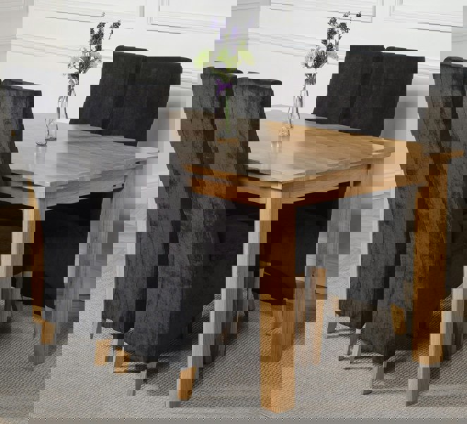 That's Furniture Oslo 150 x 90cm Medium Oak Dining Set with Lola Fabric Chairs
