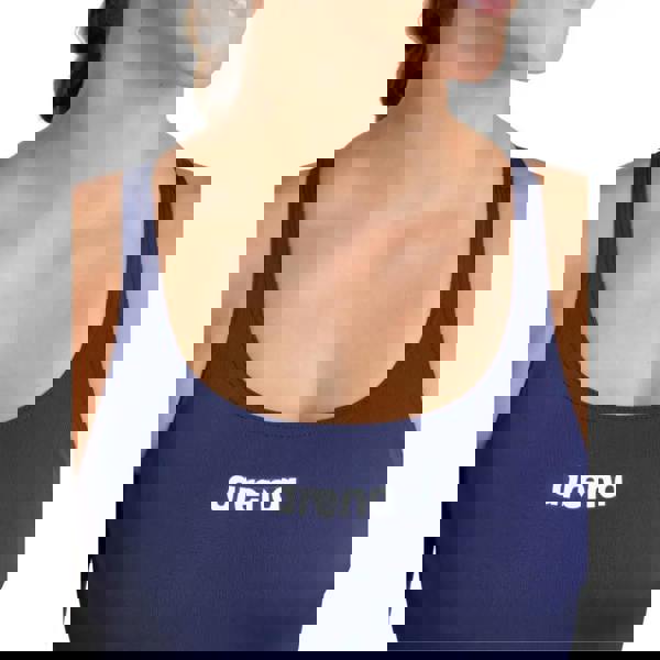 Arena Team Swim Pro Solid navy blue sports bra with white logo