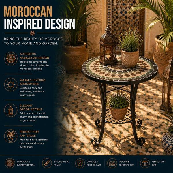 35cm Marrakech Mosaic Plant Stand/Side Table image 7