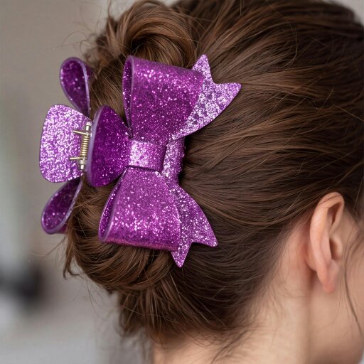 Gold Trip Purple Bow Claw Clip