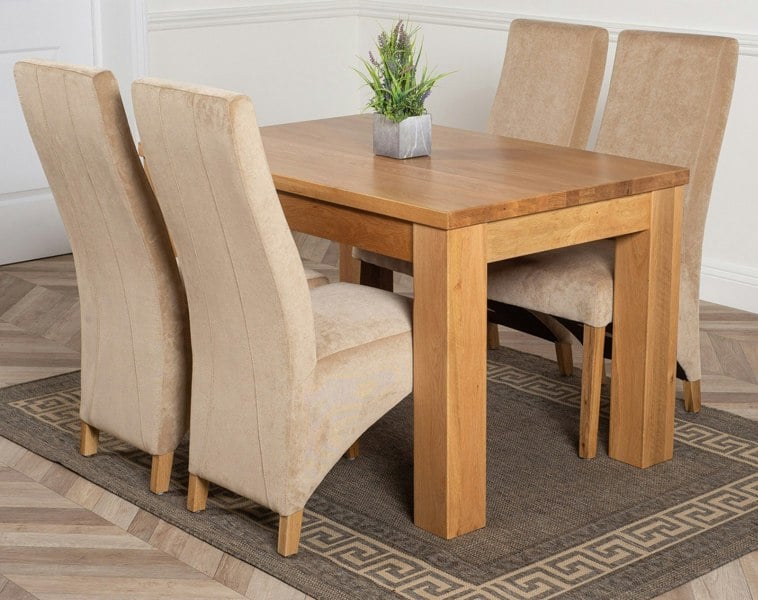 That's Furniture Dakota Small Oak Dining Table with Lola Fabric Chairs