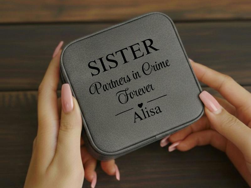 Dyzi Personalised Gift for Mum Travel Jewellery Box Faux Leather Case