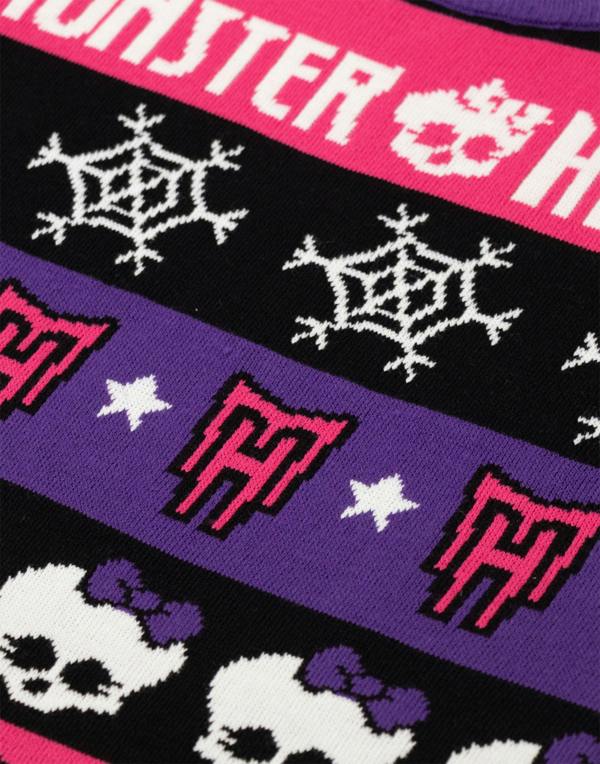 Monster High Girls Multicoloured SKull & Snowflake Fairisle Christmas Jumper