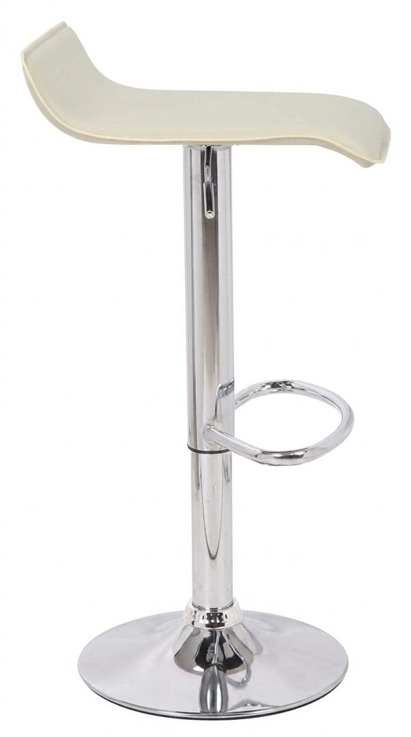 Lamboro Baceno Single Kitchen Bar Stool, Chrome Footrest, Height Adjustable Swivel Gas Lift, Breakfast Bar & Home Barstool, Cream