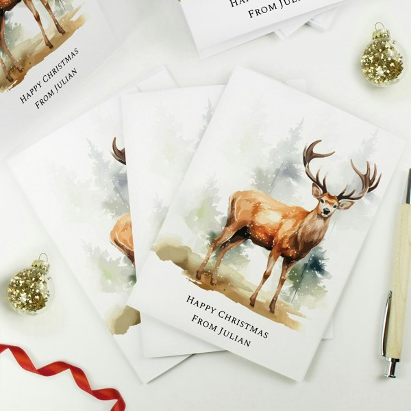 Personalised Memento Company Personalised Pack of 10 Christmas Cards - Stag