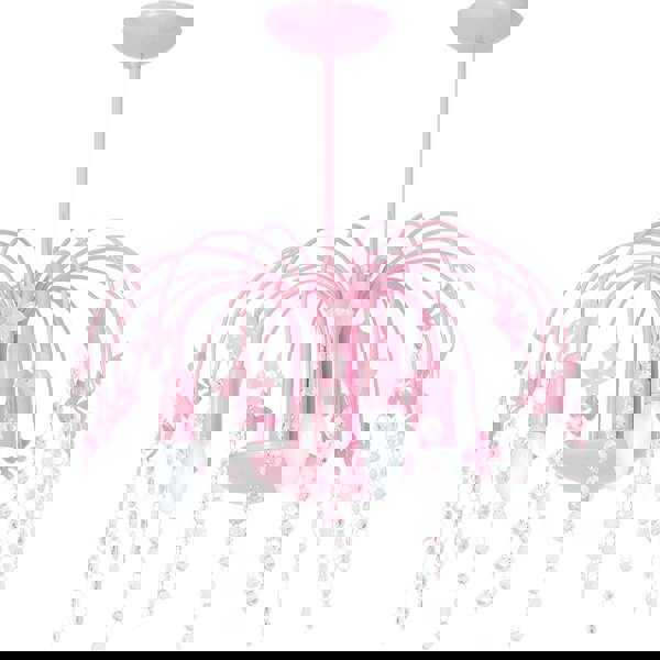 Milagro Laura Pendant Lamp Hand Made Baby Pink With Crystal Droplets