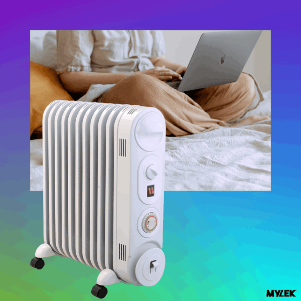 Mylek Oil Filled Radiator Electric Heater, Portable, Thermostat and 24hr Timer by Mylek 2000w