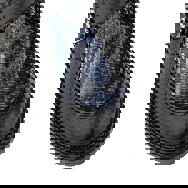 Embassy London Strapp - Black & Blue Snake - Women’s leather loafer with buckle