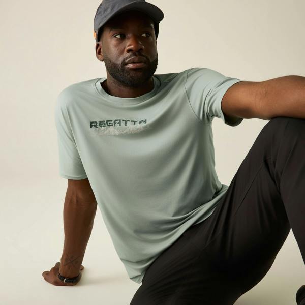 Regatta Mens Text Stretch T-Shirt - Glacier Green - 