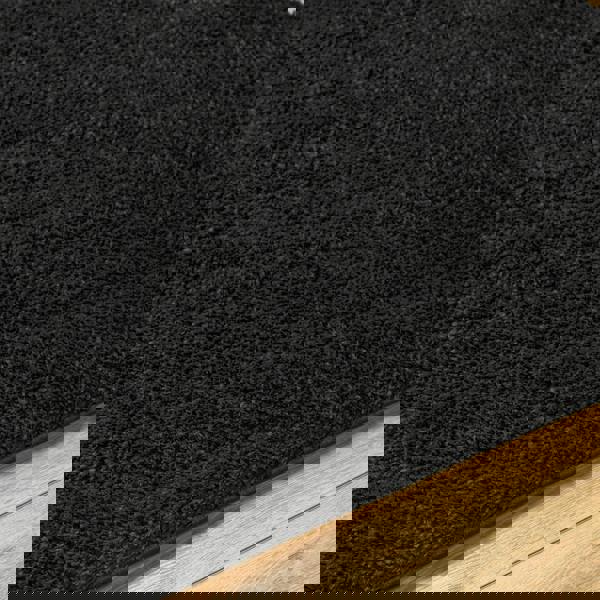 Livabliss Cloudy Shag-Solid Color Black Plush Soft Pile Rug