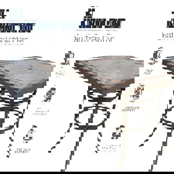 Furniture One 5 Piece Patio Dining Set, 4 Seater Swivel Garden Dining Table and Chair Set with Tesling Swivel Chairs