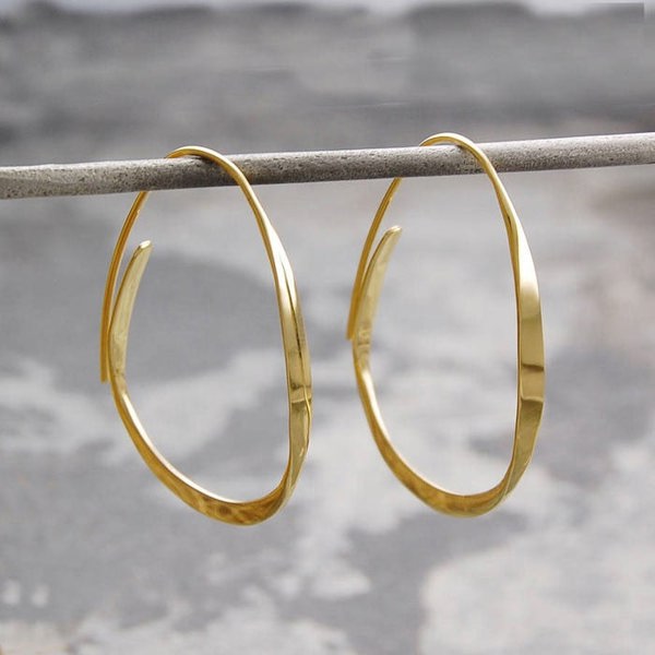 Gold Curl Hoop Earrings