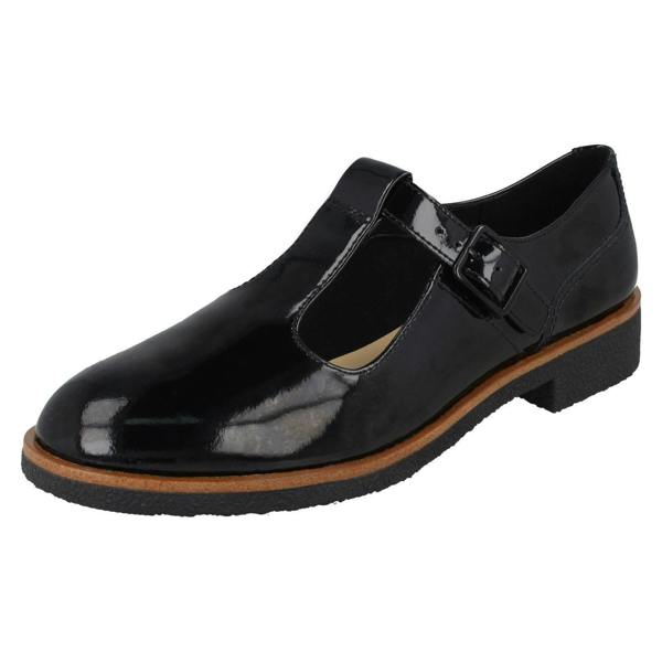 Clarks Ladies Clarks T-Bar Heeled Shoes - Griffin Town