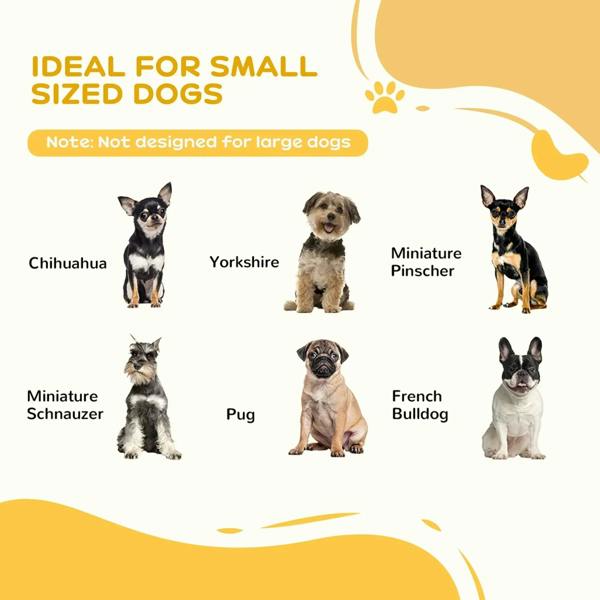 Dog gate size guidance graphic showing small-dog silhouettes
