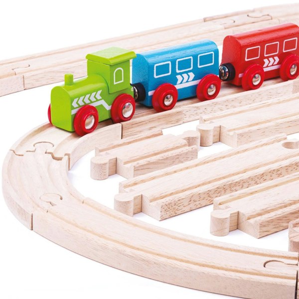 Bigjigs Rail Wooden Straights & Curves Track Pack - 24 Pieces