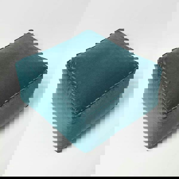 HOMESCAPES Velvet Pouffe Bean Cube