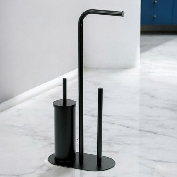 Showerdrape Aspen Black 3 in 1 Toilet Roll & Brush Combination