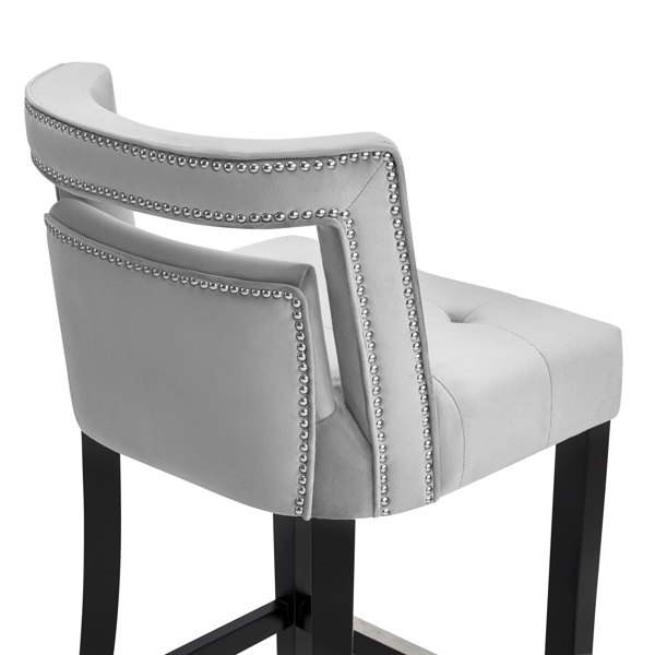 Furniture Edit Hart Grey Velvet Bar Stool