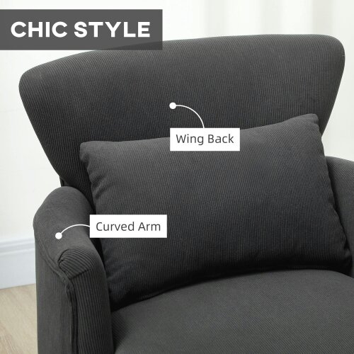 Wyld Haus Mielyo Black Corduroy Retro Accent Armchair