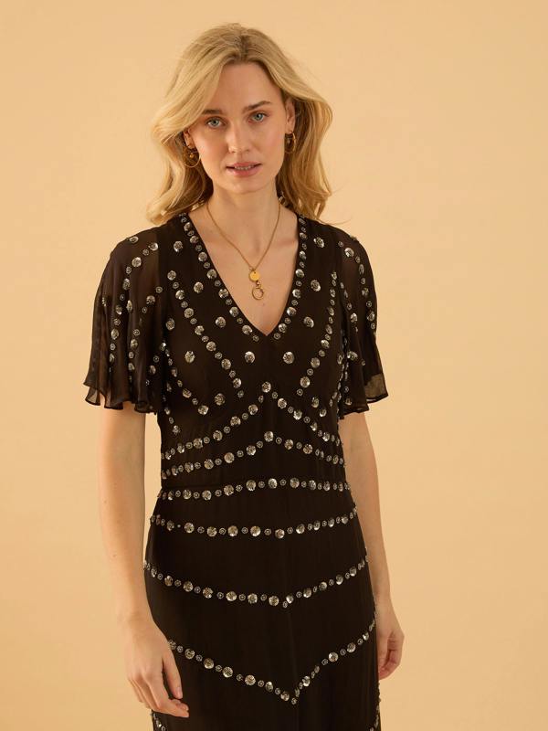 Rose & Nancy Rose Black Sequin Maxi Dress