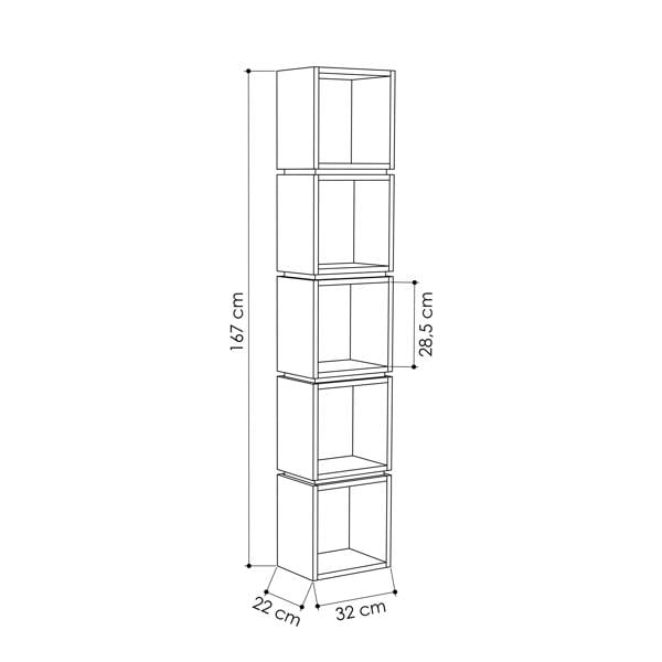 Decortie Multi Modern Bookcase Display Unit Stylish Freestanding Storage Oak White 167cm Tall