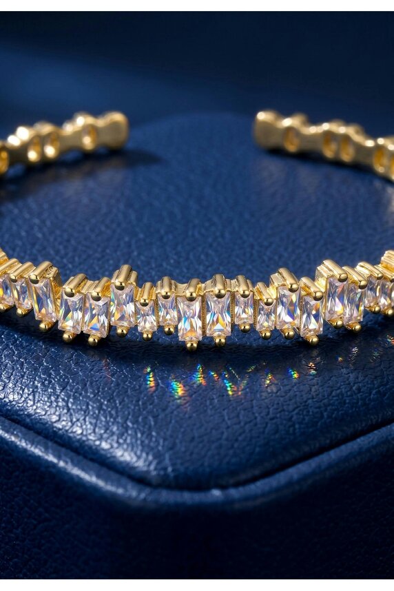 Latelita Baguette Ice Cuff Bangle Gold White